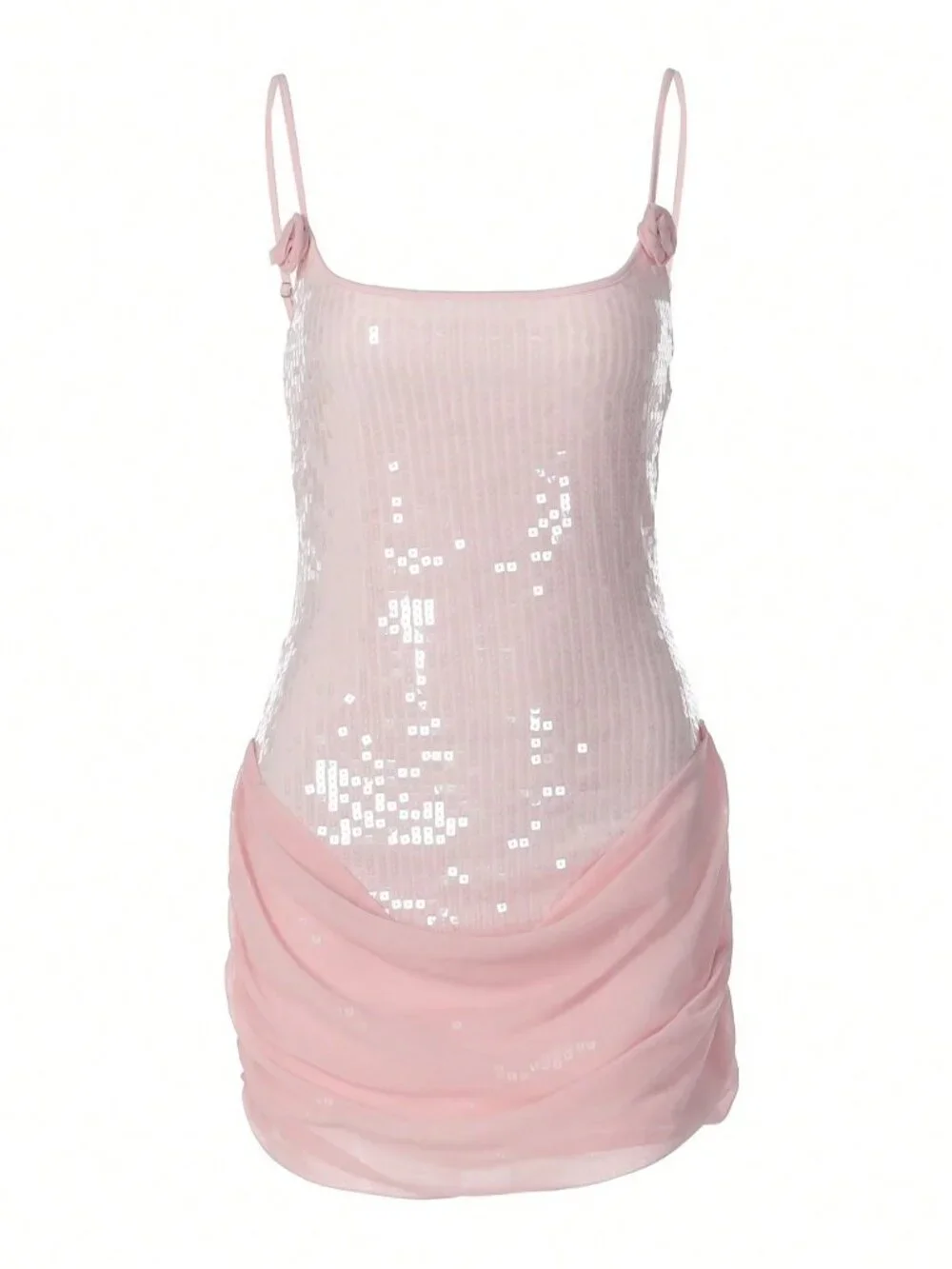 Pink Sexy Women's Sequin Spaghetti Strap Party Clubwear Holiday Vacation Dress - Picture 8 of 9